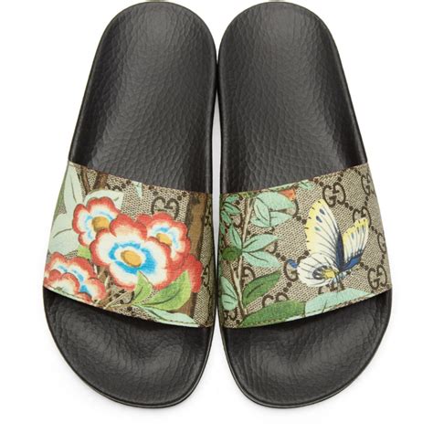 gucci tian slides 37|Gucci GG Supreme Tian garden floral motif mules women’s 37.